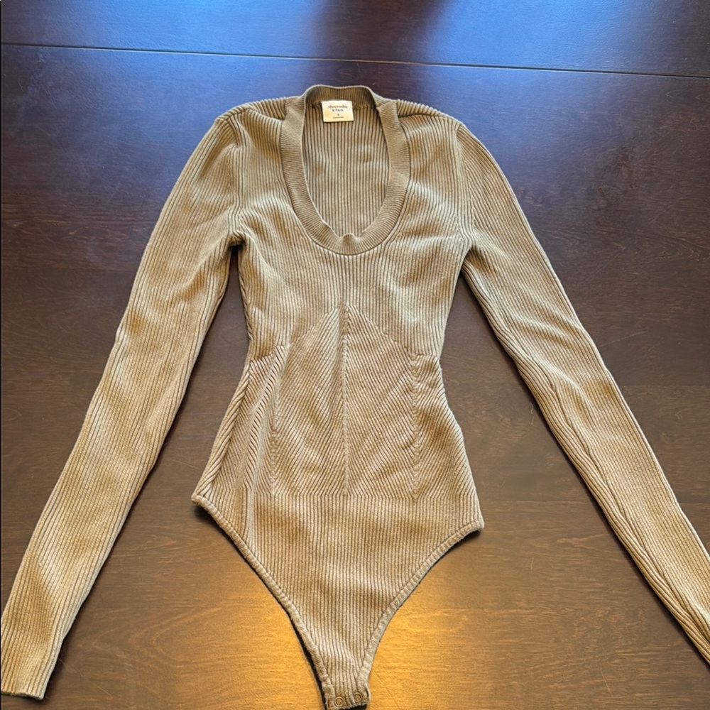 Abercrombie & Fitch Green Fitted Bodysuit Top